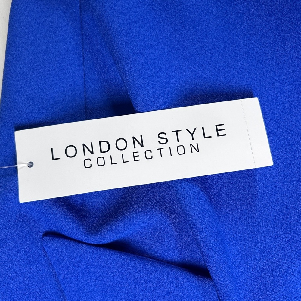 London Style Collection Cobalt Blue Bow Neck Short Sleeve Flare Dress Sz 10 NEW - Picture 11 of 13
